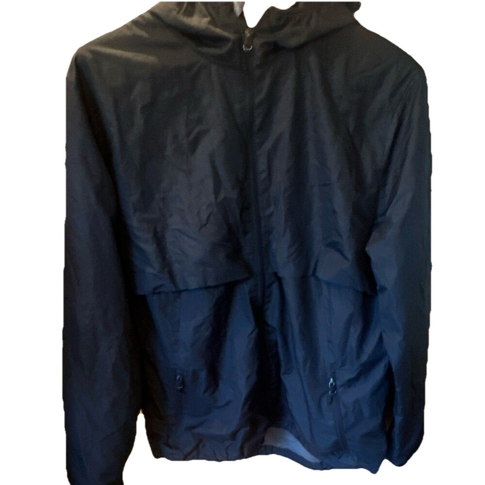 C9 Champion Men’s Large Hooded Windbreaker Jacket Black Full Zip Lightweight